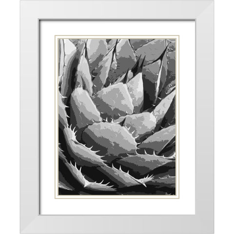 Leaves BW5 White Modern Wood Framed Art Print with Double Matting by Medeiros, Celito