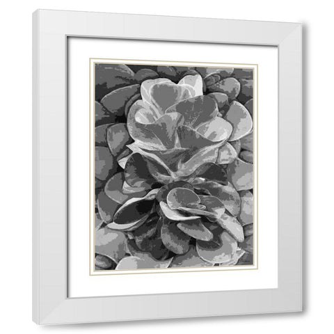 Leaves BW6 White Modern Wood Framed Art Print with Double Matting by Medeiros, Celito
