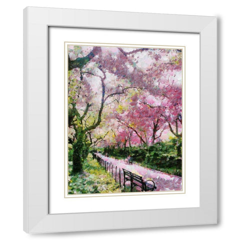 Path in the Park  White Modern Wood Framed Art Print with Double Matting by Medeiros, Celito