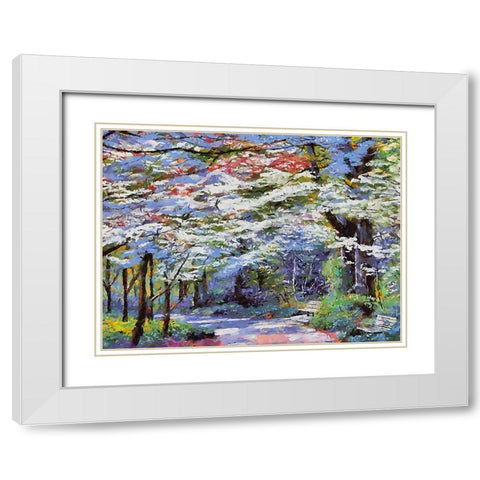 Path in the Park White Modern Wood Framed Art Print with Double Matting by Medeiros, Celito