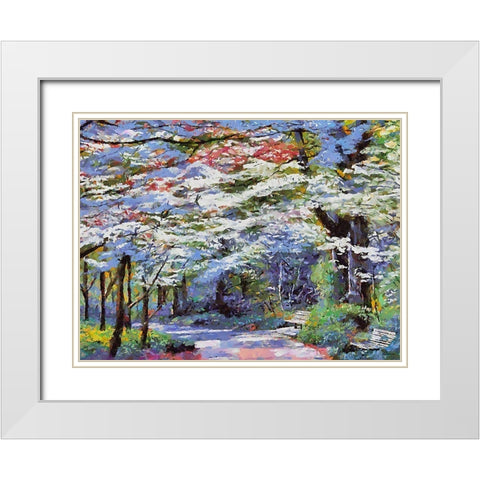 Path in the Park White Modern Wood Framed Art Print with Double Matting by Medeiros, Celito