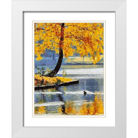 Autumn Lake White Modern Wood Framed Art Print with Double Matting by Medeiros, Celito