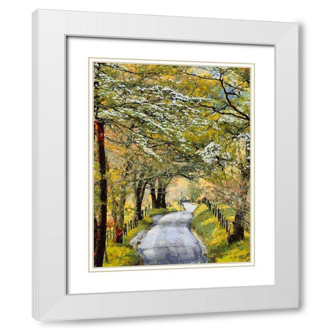 Countryside Road in Spring White Modern Wood Framed Art Print with Double Matting by Medeiros, Celito