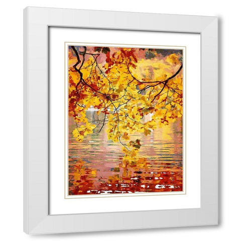 Branch over Water White Modern Wood Framed Art Print with Double Matting by Medeiros, Celito