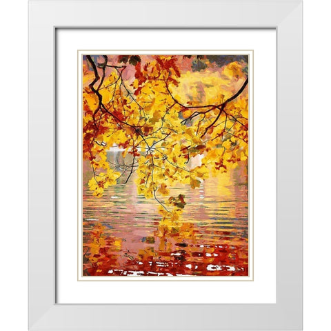 Branch over Water White Modern Wood Framed Art Print with Double Matting by Medeiros, Celito