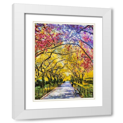 Park Bench White Modern Wood Framed Art Print with Double Matting by Medeiros, Celito