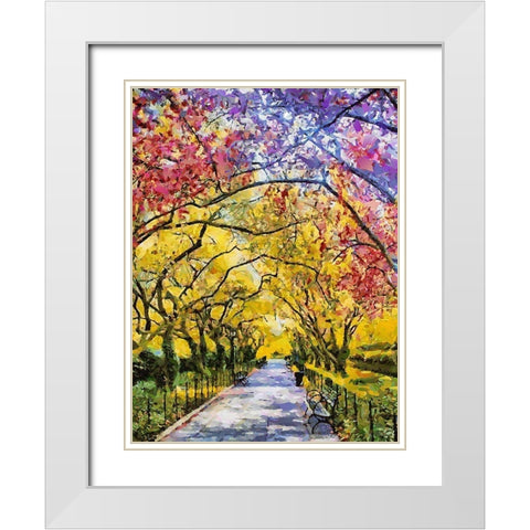 Park Bench White Modern Wood Framed Art Print with Double Matting by Medeiros, Celito