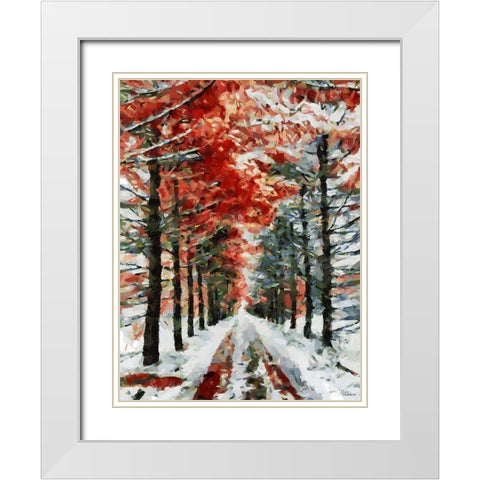 Winter Road White Modern Wood Framed Art Print with Double Matting by Medeiros, Celito