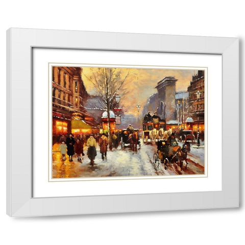 Romantic Paris VII White Modern Wood Framed Art Print with Double Matting by Medeiros, Celito