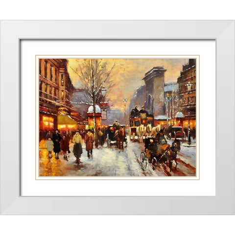 Romantic Paris VII White Modern Wood Framed Art Print with Double Matting by Medeiros, Celito