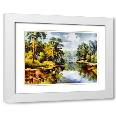 Landscape with Lake White Modern Wood Framed Art Print with Double Matting by Medeiros, Celito