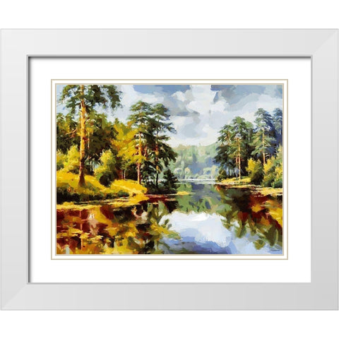 Landscape with Lake White Modern Wood Framed Art Print with Double Matting by Medeiros, Celito