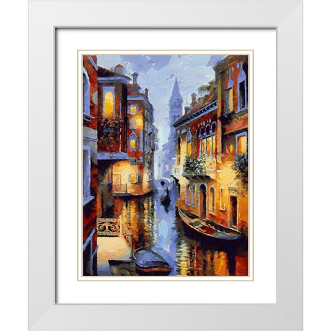 Beautiful Venice White Modern Wood Framed Art Print with Double Matting by Medeiros, Celito