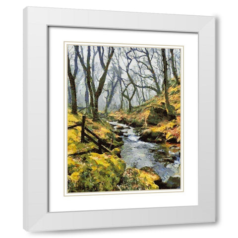 Stream in the Wood White Modern Wood Framed Art Print with Double Matting by Medeiros, Celito