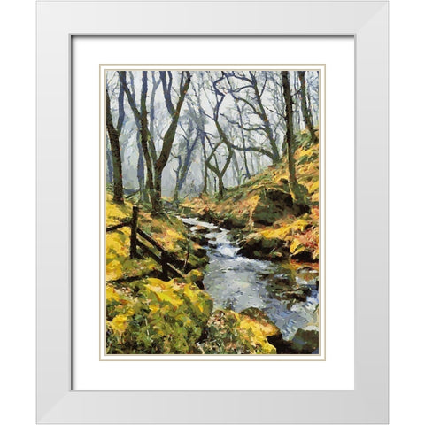 Stream in the Wood White Modern Wood Framed Art Print with Double Matting by Medeiros, Celito