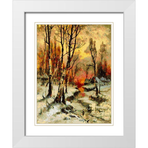 Sunset in Winter White Modern Wood Framed Art Print with Double Matting by Medeiros, Celito