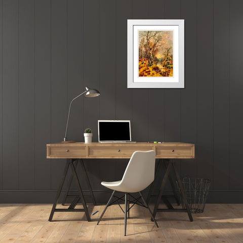 Autumn Landscape White Modern Wood Framed Art Print with Double Matting by Medeiros, Celito