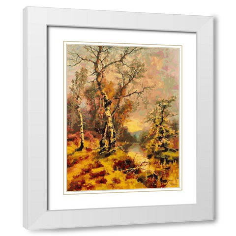 Autumn Landscape White Modern Wood Framed Art Print with Double Matting by Medeiros, Celito