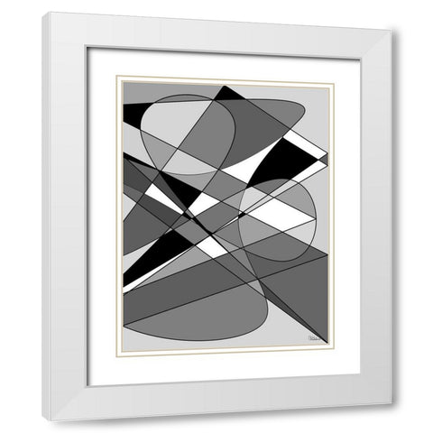 Abstract BW53 White Modern Wood Framed Art Print with Double Matting by Medeiros, Celito
