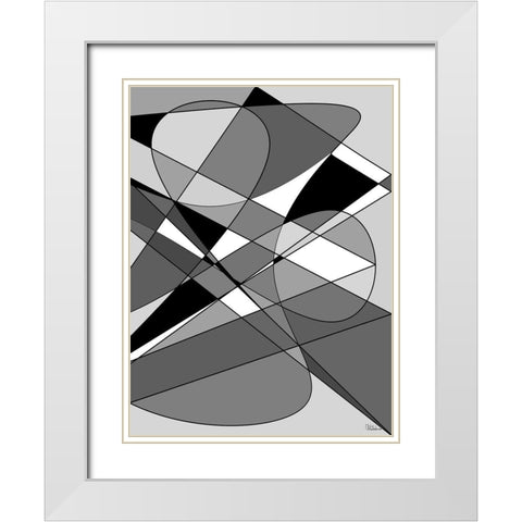 Abstract BW53 White Modern Wood Framed Art Print with Double Matting by Medeiros, Celito