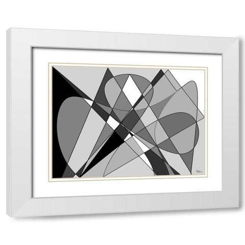 Abstract BW54 White Modern Wood Framed Art Print with Double Matting by Medeiros, Celito