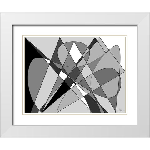 Abstract BW54 White Modern Wood Framed Art Print with Double Matting by Medeiros, Celito
