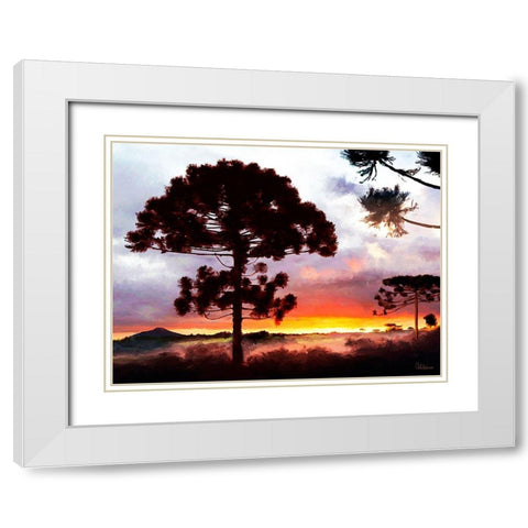Sunset in Africa White Modern Wood Framed Art Print with Double Matting by Medeiros, Celito