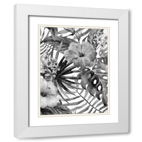 Leaves BW7 White Modern Wood Framed Art Print with Double Matting by Medeiros, Celito