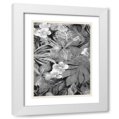 Leaves BW10 White Modern Wood Framed Art Print with Double Matting by Medeiros, Celito