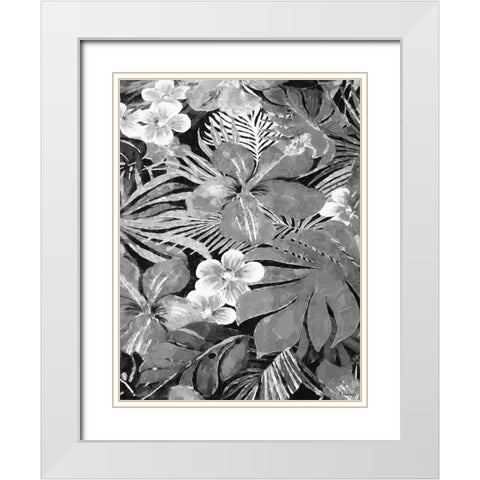 Leaves BW10 White Modern Wood Framed Art Print with Double Matting by Medeiros, Celito