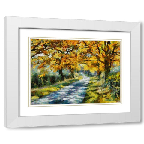 Road in the countryside White Modern Wood Framed Art Print with Double Matting by Medeiros, Celito