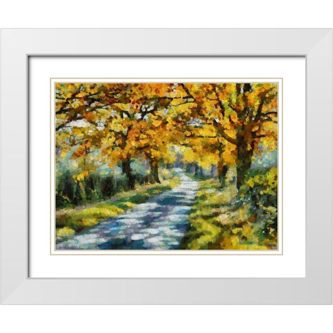 Road in the countryside White Modern Wood Framed Art Print with Double Matting by Medeiros, Celito