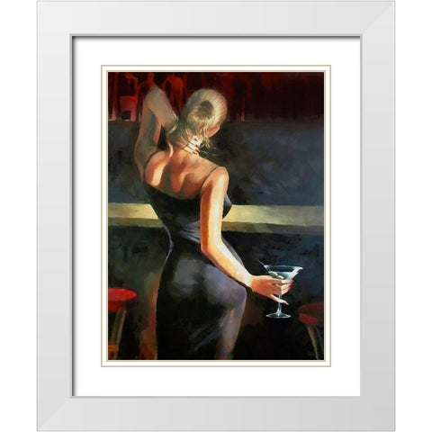Lady with Martini White Modern Wood Framed Art Print with Double Matting by Medeiros, Celito