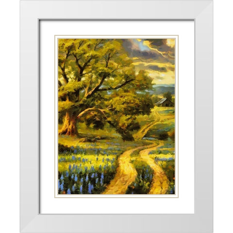 Road in the countryside II White Modern Wood Framed Art Print with Double Matting by Medeiros, Celito