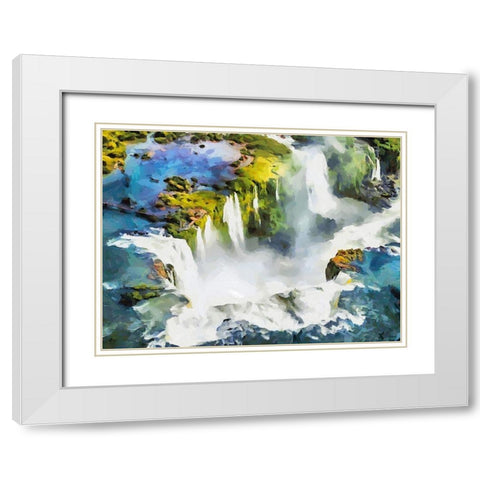 Iguazu Waterfalls White Modern Wood Framed Art Print with Double Matting by Medeiros, Celito
