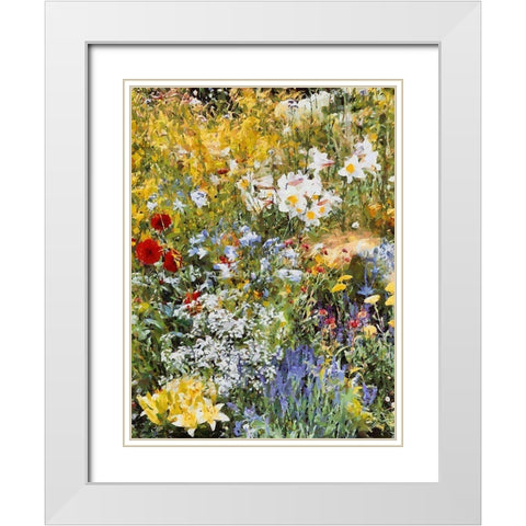 Flowering Meadow White Modern Wood Framed Art Print with Double Matting by Medeiros, Celito