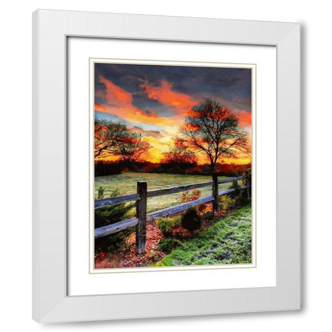 Sunset in Countryside White Modern Wood Framed Art Print with Double Matting by Medeiros, Celito