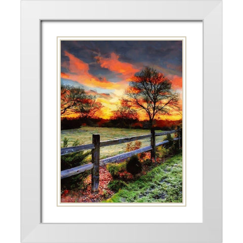 Sunset in Countryside White Modern Wood Framed Art Print with Double Matting by Medeiros, Celito
