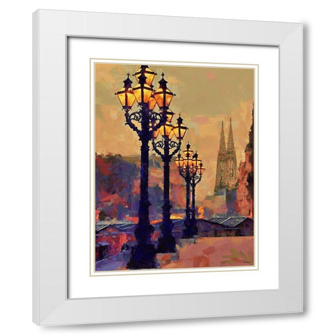 Lamps with Cathedral view White Modern Wood Framed Art Print with Double Matting by Medeiros, Celito