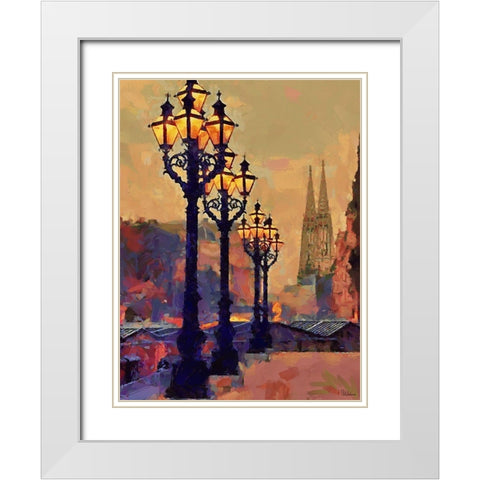 Lamps with Cathedral view White Modern Wood Framed Art Print with Double Matting by Medeiros, Celito