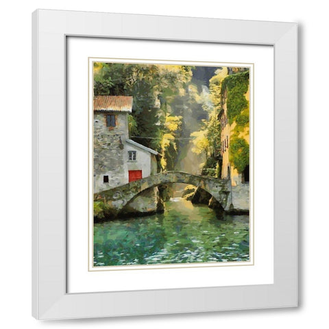 Old Stone Bridge White Modern Wood Framed Art Print with Double Matting by Medeiros, Celito