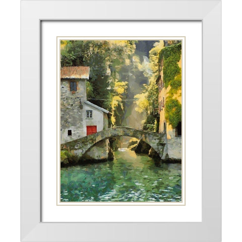 Old Stone Bridge White Modern Wood Framed Art Print with Double Matting by Medeiros, Celito