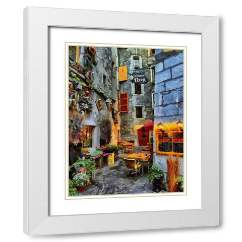 Old Town with the Lights IV White Modern Wood Framed Art Print with Double Matting by Medeiros, Celito