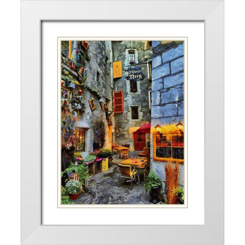 Old Town with the Lights IV White Modern Wood Framed Art Print with Double Matting by Medeiros, Celito