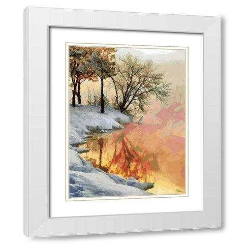 Snow Pond in Winter I White Modern Wood Framed Art Print with Double Matting by Medeiros, Celito