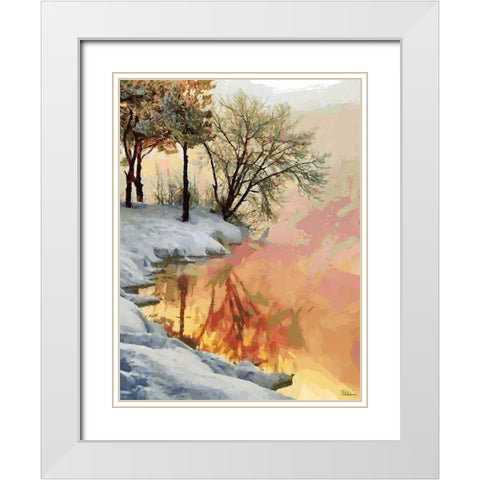 Snow Pond in Winter I White Modern Wood Framed Art Print with Double Matting by Medeiros, Celito