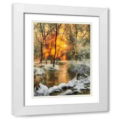 Snow Pond in Winter II White Modern Wood Framed Art Print with Double Matting by Medeiros, Celito