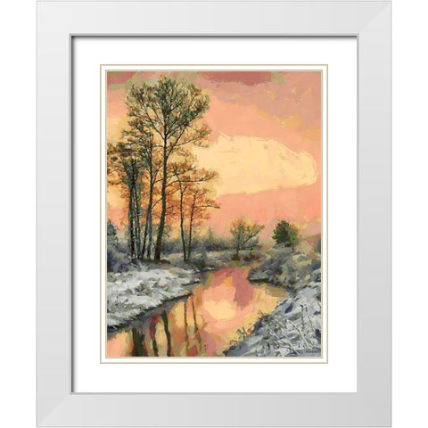 Snow Pond in Winter III White Modern Wood Framed Art Print with Double Matting by Medeiros, Celito