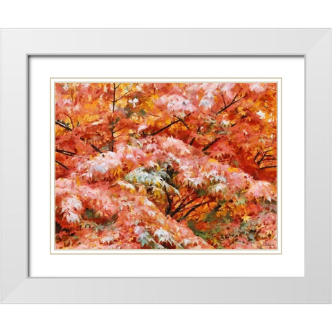 Autumn Leaves White Modern Wood Framed Art Print with Double Matting by Medeiros, Celito