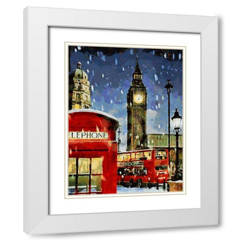London in Red White Modern Wood Framed Art Print with Double Matting by Medeiros, Celito